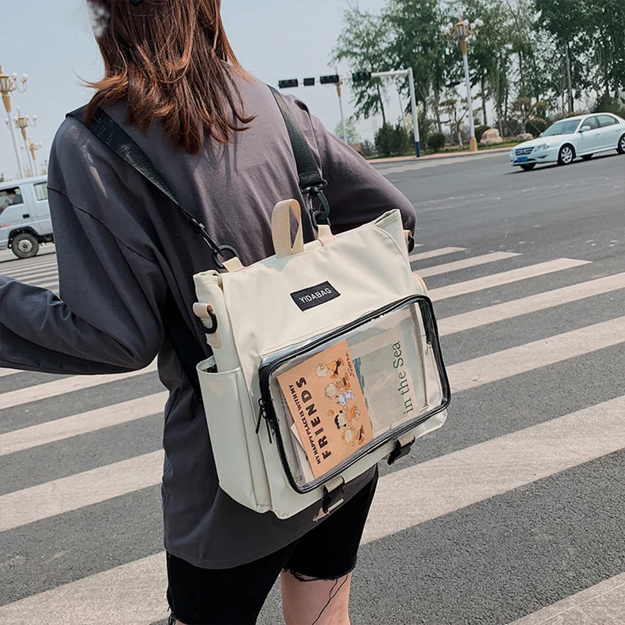 Mochila transparente para adolescentes, morral escolar Kawaii Harajuku, impermeable, estilo Itabags Oxford