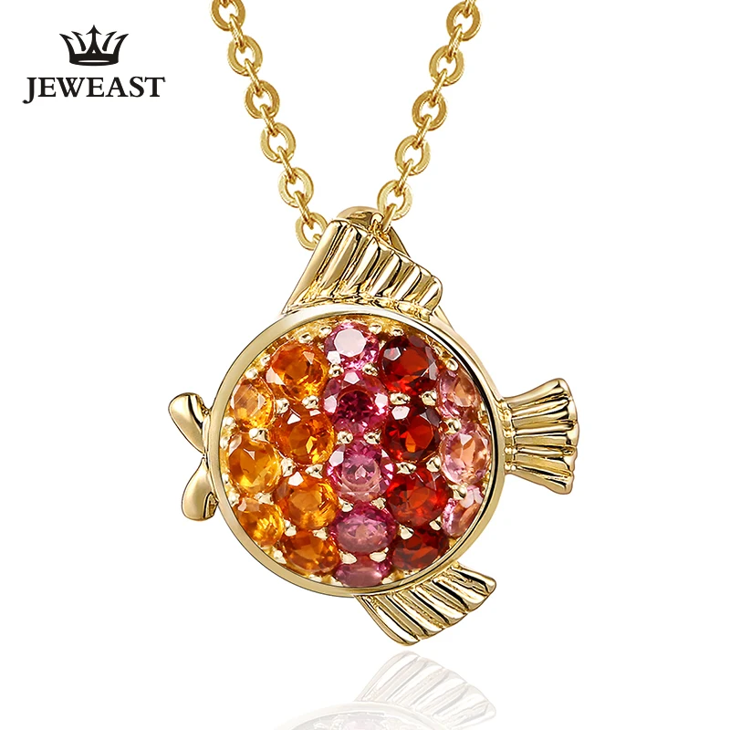 ZNZOZB Pisces Natural topaz 9K Pure Gold Pendant Real  Solid Gold  Upscale Trendy Classic Party Fine Jewelry Hot Sell New 2023