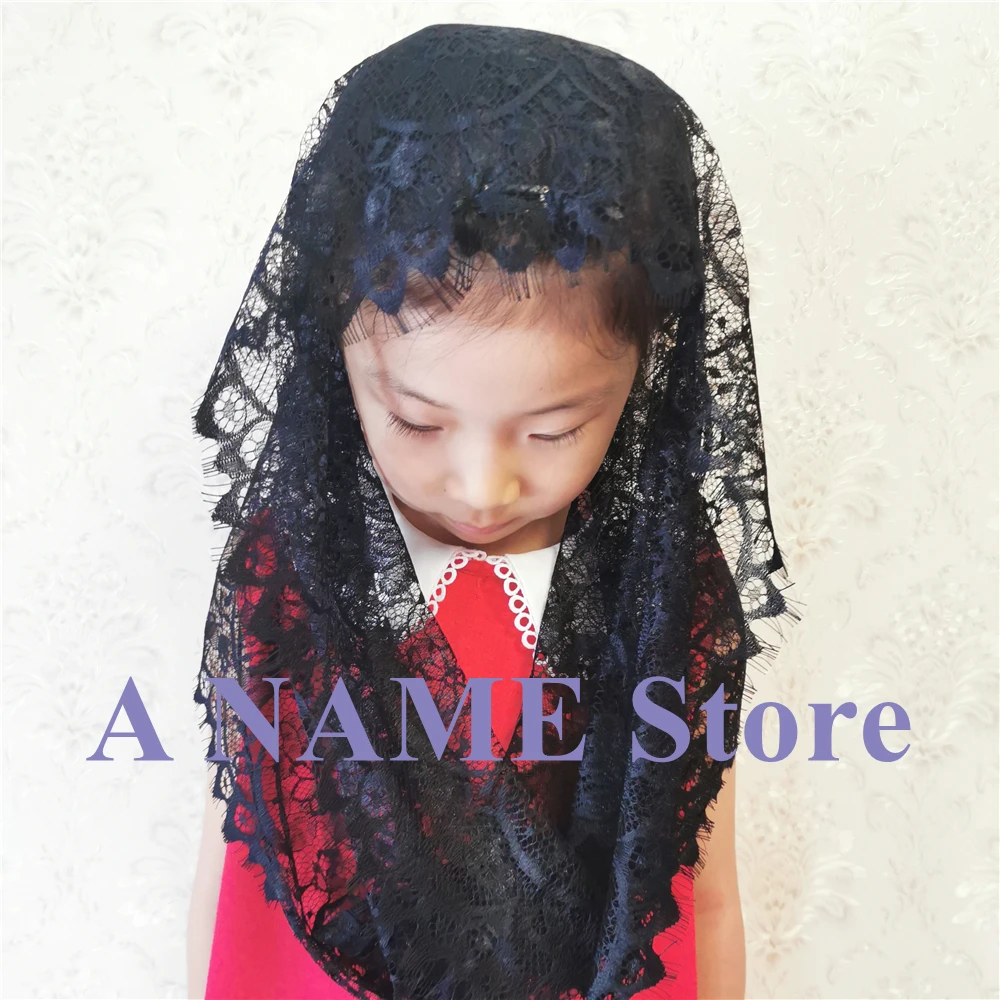 

Round Lace Girls Mantilla Veil for Church Catholic Veil Children Head Wrap Covering Latin Mass Kerchief vintage inspired Veil