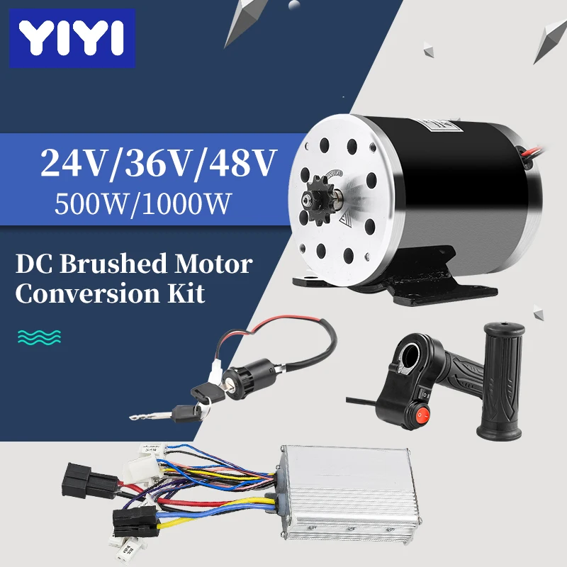 

Electric Brushed Motor Conversion Kit 24V- 48V 500W 1000W DC Motor Controller Throttle for DIY Electric Scooter E Bike Go-kart