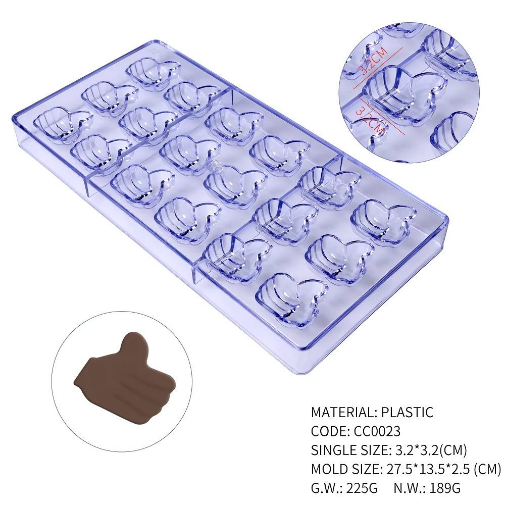 MRF Plastic 18 Cavities Victory Thumb Shape Chocolate Mold Baking Ice Cubes Moud CC0023