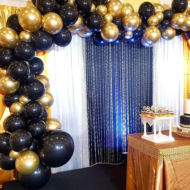 110pcs Chrome Metallic Gold Silver Balloon Arch Garland Kit Black Latex Balloons Wedding Birthday Party Decoration Globos Shower