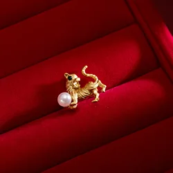 Rinhoo Cute Imitation Pearl Animal Brooch Chinese Zodiac Rat Mouse Tiger Snake Horse Monkey Pig Badge Bag Shirt Lapel Pin Buckle