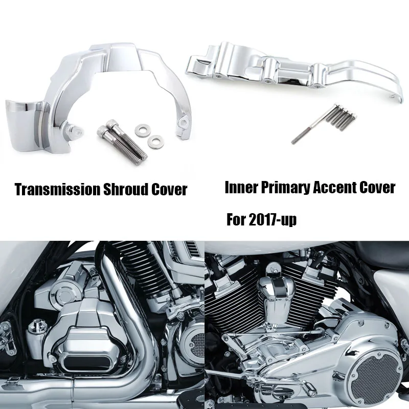 Motor Accessory Chrome Transmission Shroud Covers Inner Primary Accent Cover For Harley Touring Road King Street Electra Glide