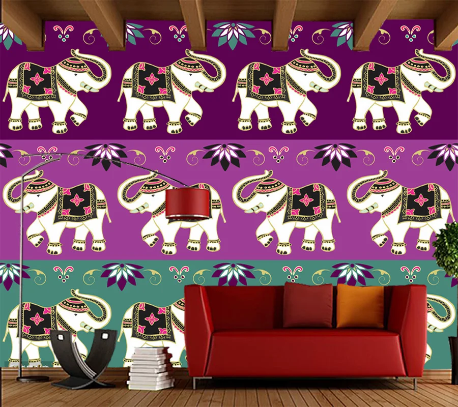 

Papel de parede Traditional indian elephant wallpaper mural,living room tv sofa wall kids' bedroom wall papers home decor