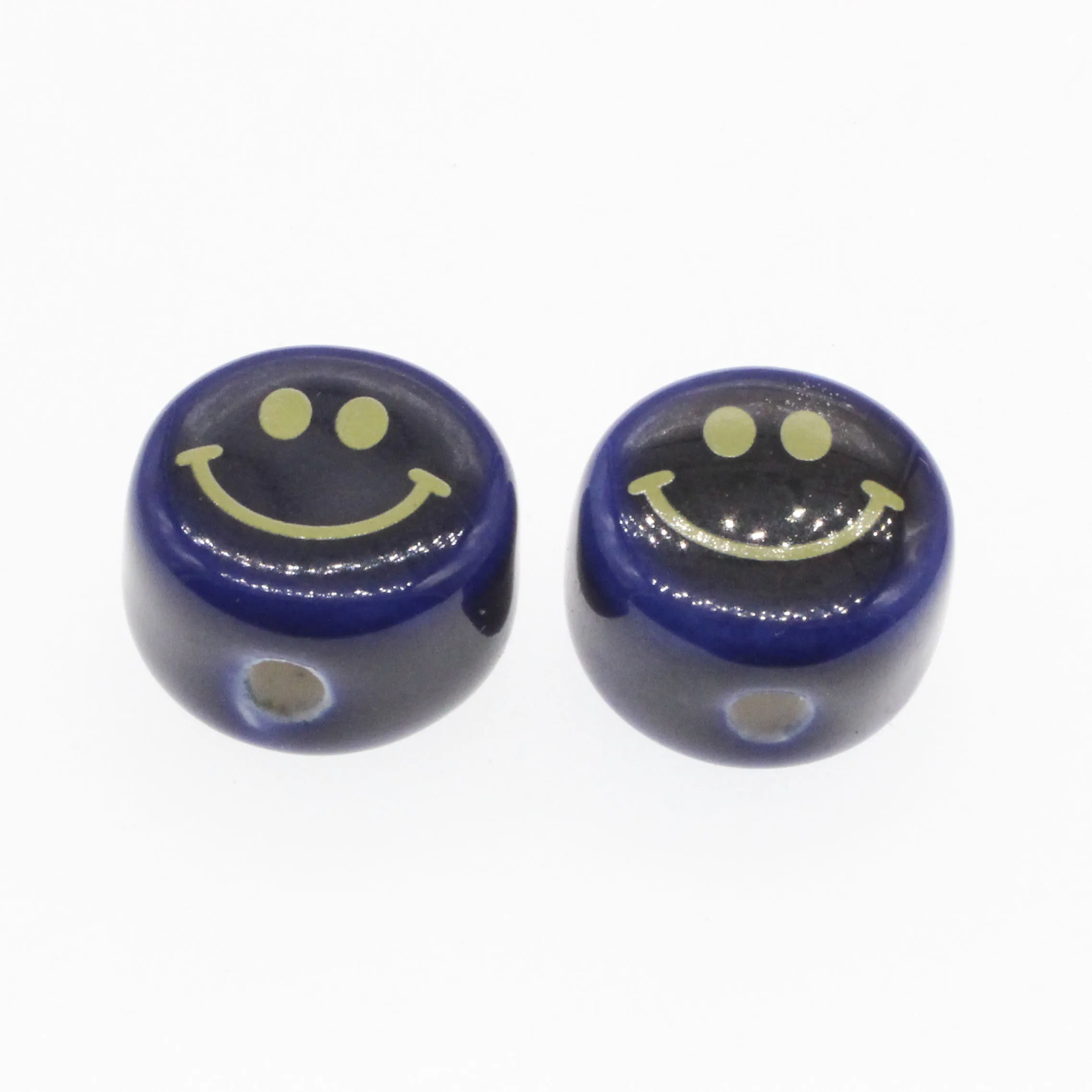 CHONGAI 6Pcs Fashion Blue Ceramics Big Smile Face Beads Loose Spacer Beads For Jewelry Making DIY Findings Accessies 16mm