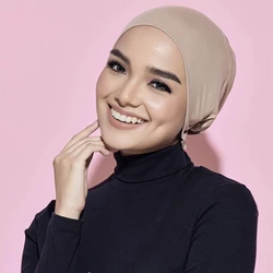 Chapeau tubulaire élastique pour femme, enveloppement de sauna modal musulman, sous-écharpe, bonnet intérieur islamique en coton, vente en gros, 18 couleurs, stock