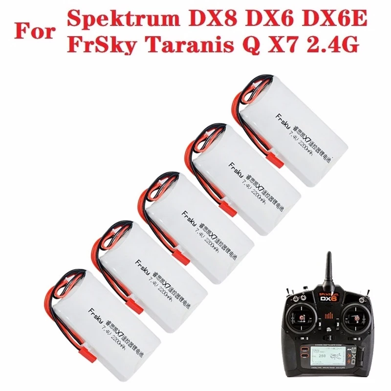 Batteria Lipo 7.4V 2200mAh per trasmettitore FrSky Taranis Q X7 2.4G spek(dx8 DX6e DX6 Rc batteria ricaricabile 2S