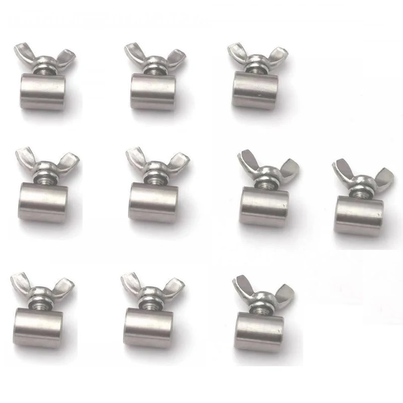 Attaches de câble métallique à pince à vis à main, papillon, acier inoxydable, 2-8mm, 304, 10 pièces