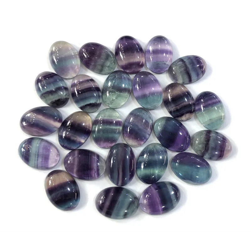 Genuine Rainbow Fluorite Cabochon Wholesale 13x18mm Oval Gemstone Beads CAB Loose Precious stone Ring face Pendant accessories