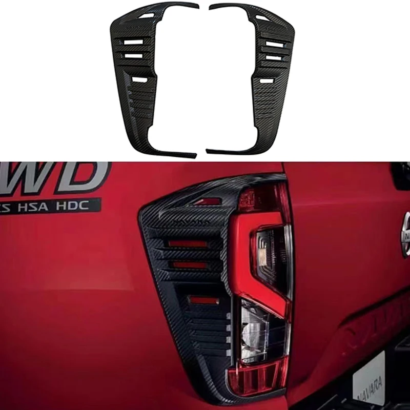 Carbon Fiber Color Tail Light Cover ABS Decorative Protection Rear Lamp Cover Fit For For Nissan Navara Np300 2015-2022