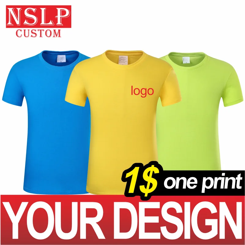 

NSLP European Yardage Solid Color Top Cotton Round Neck T-shirt Summer Sportswear Custom Printed Embroidery 2021 New