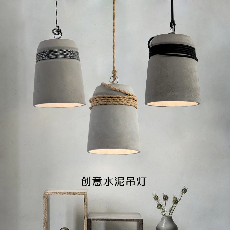 

Nordic Retro Industrial Style Cement Pendant Lamps Creative Personality Nostalgic Shop Restaurant Bar Cafe Lights E27