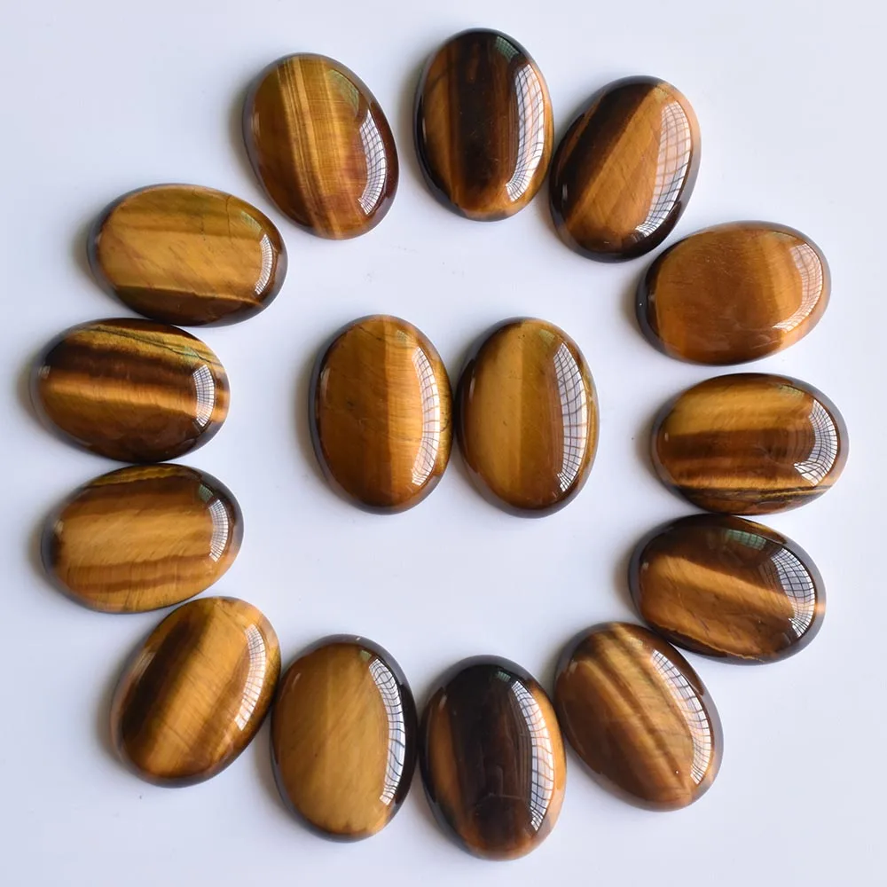 Großhandel mit hochwertigen natürlichen Tigeraugenstein Ovalen Cabochon-Perlen für die Schmuckherstellung, kostenloser Versand. – Detail 1