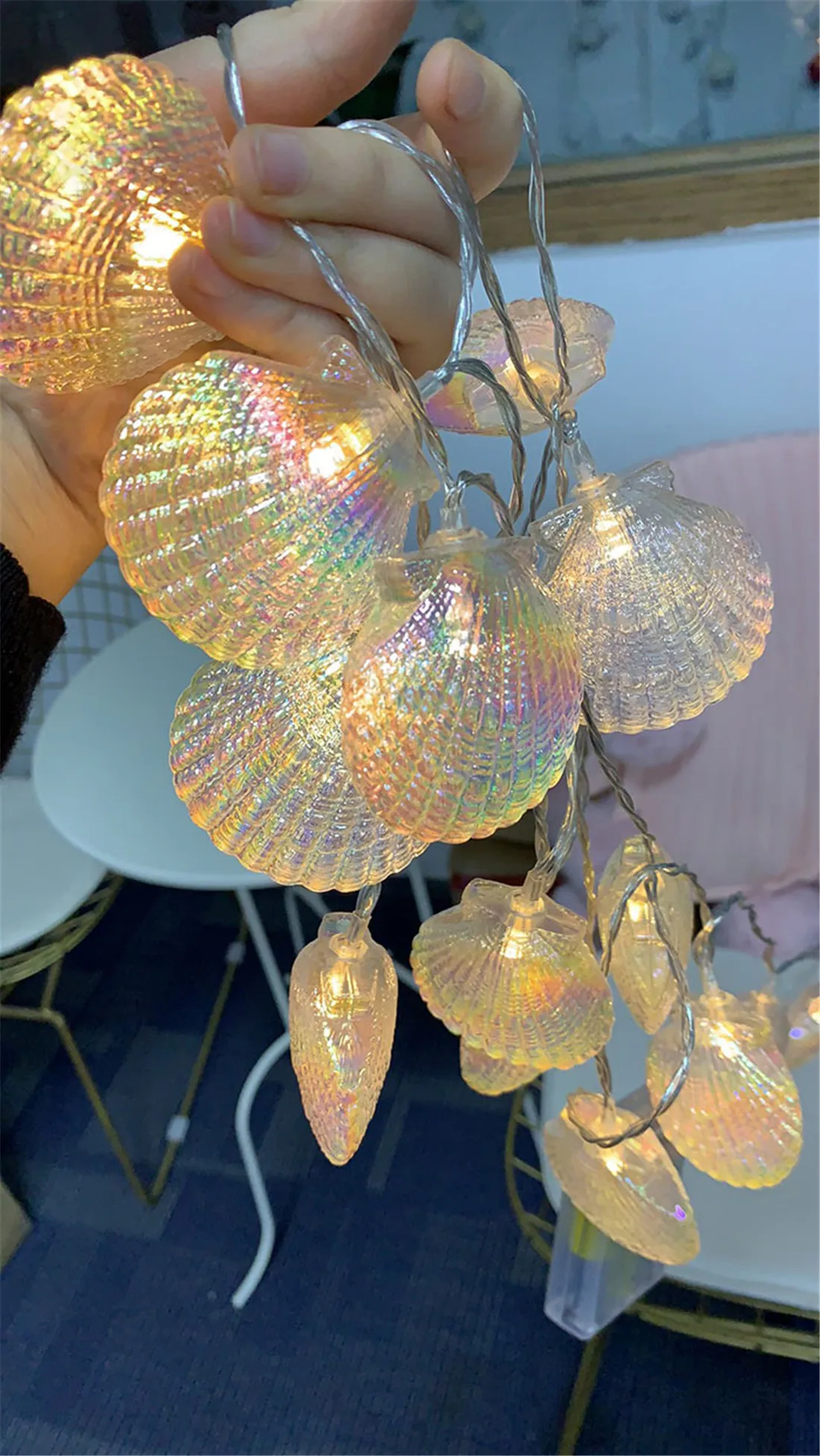 Seashell String Lights for Holiday Decoration Battery Powered Shell Fairy Lights for Terrace Garden Party Christmas Tree Decor