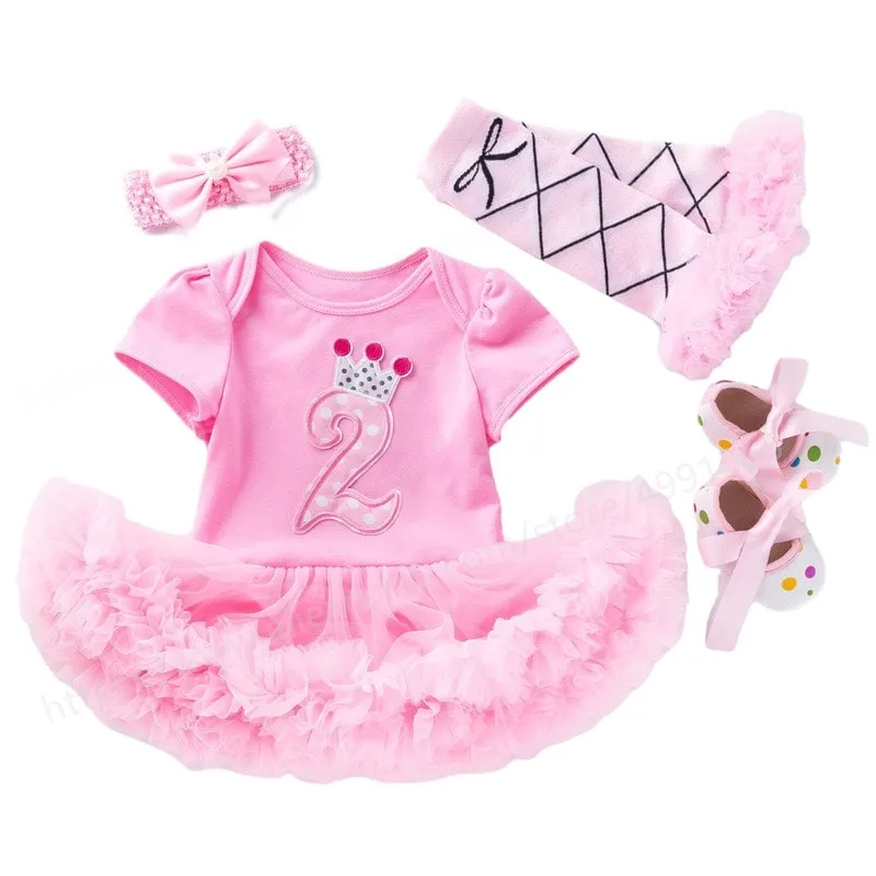 2 Year old baby Birthday Outfit 2nd Birthday Girls Princess Party Christmas Costumes Baby Birthday Dress Tutu Pink