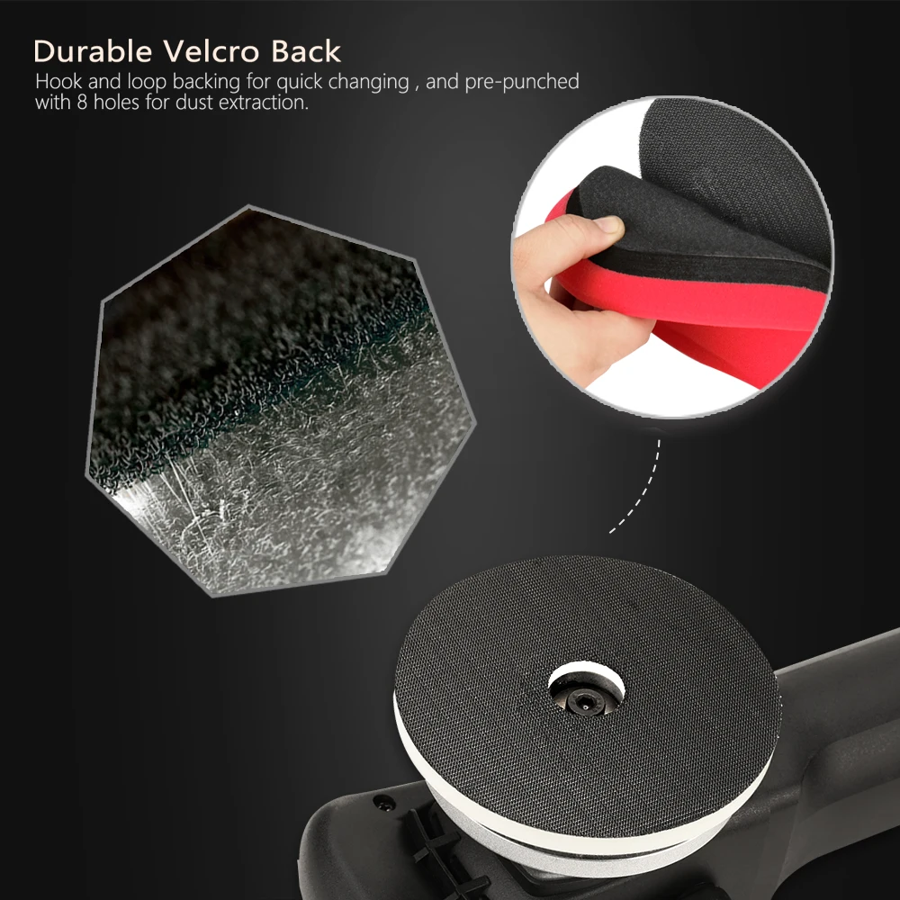 SPTA 6 Inch 125/150mm Forced Rotation Gear Orbital Action Polisher with Polishing Pads Brush Towel Wax Cleaning Set