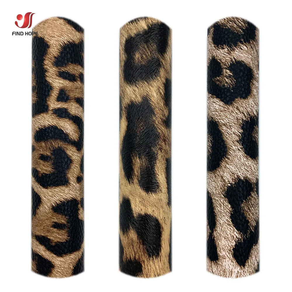 Leopardo impresso pu couro sintético tecido de costura alta qualidade couro para fazer bolsa casaco cabelo laços brinco decoração da boneca presente