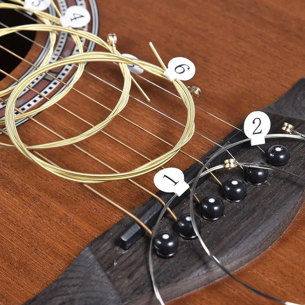6 pcs/set Universal Acoustic Guitar String Latão Hexagonal Steel Core Cordas para instrumentos musicais Guitarras Cordas Guitarra Parte