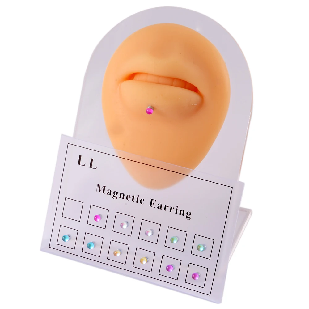 12pcs/Set Magnet Non Pierced Fake Piercing Nose Ring Ear Tragus Lip Labret Stud Magnetic Ear Cuff Unisex Body Jewelry view 5