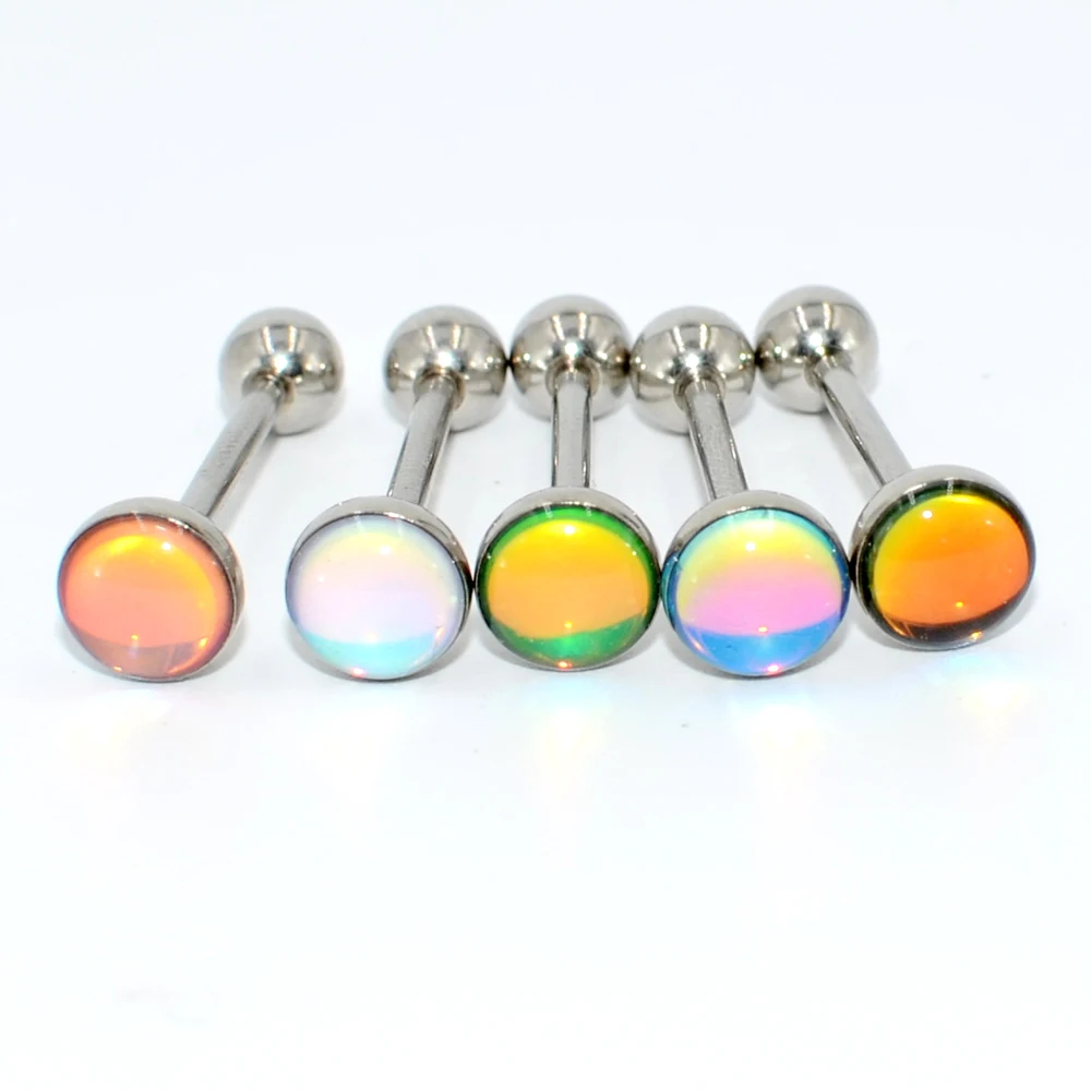 1PC Anti-Allergy Surgical Steel  Tongue Barbell Piercings Flash Film Bling Bling Tongue Barbell Rings Fashion Piercing Jewelry