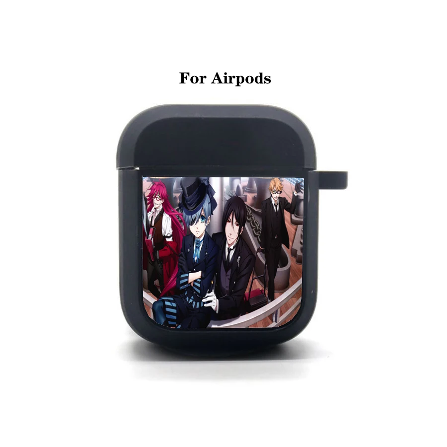 Funda protectora de silicona suave con Bluetooth para auriculares, funda de AirPods de Anime Black Butler, Apple AirPods