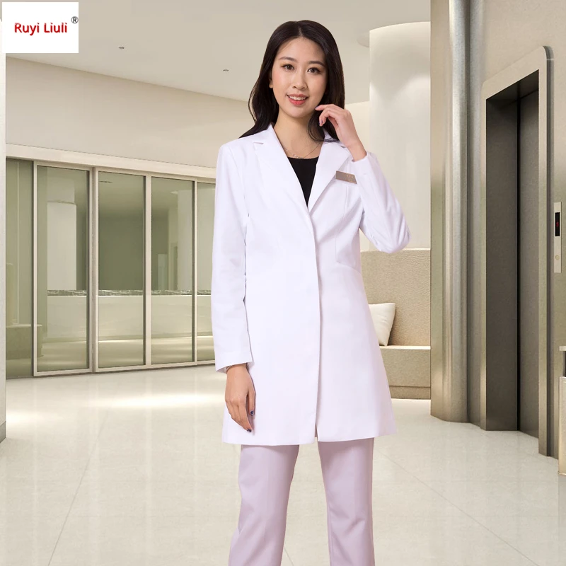 Uniforme de enfermera de moda para hospital, uniforme de enfermera de manga larga con logotipo personalizado, ropa de trabajo sin arrugas, Ruyi Liuli