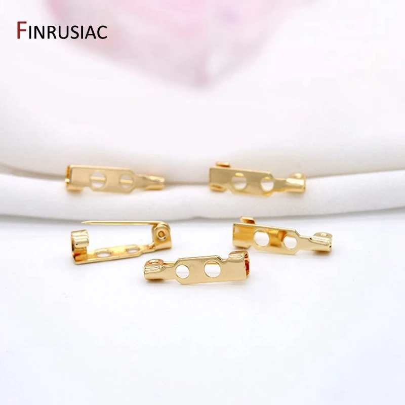 14K echt vergoldete Messing Metall Brosche Pin Broschen Basis für handgemachte DIY Brosche Kleidung Zubehör