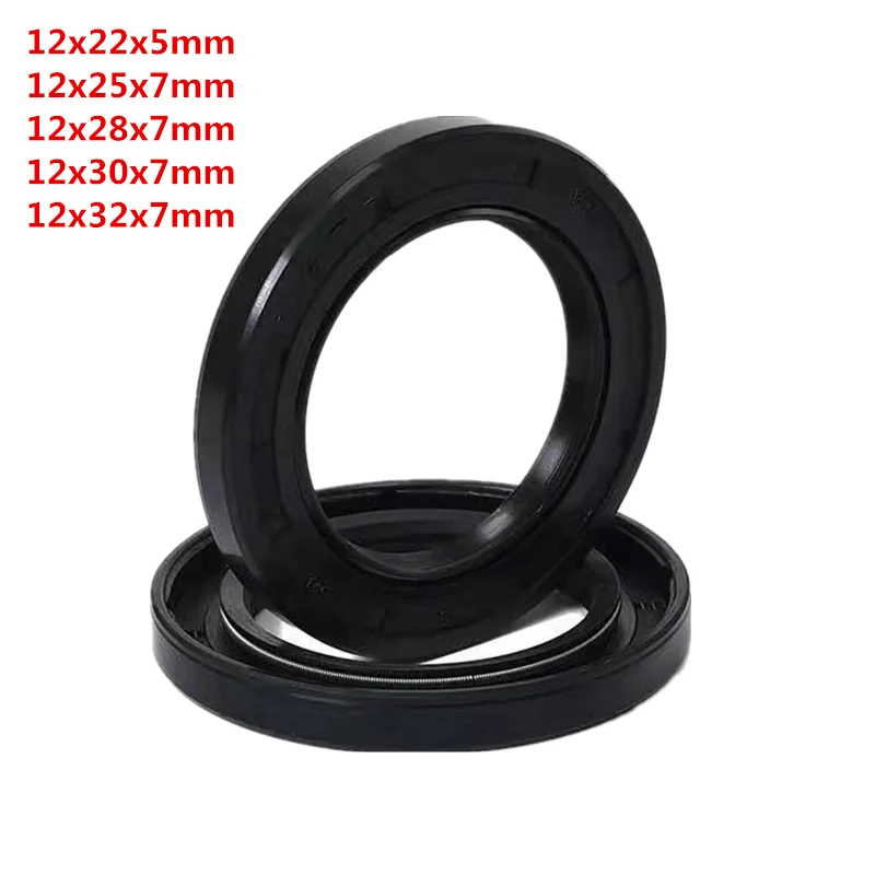 2pcs NBR Shaft Oil Seal TC-12*22*25*28*30*32*5/7 Nitrile Covered Double Lip With Garter Spring