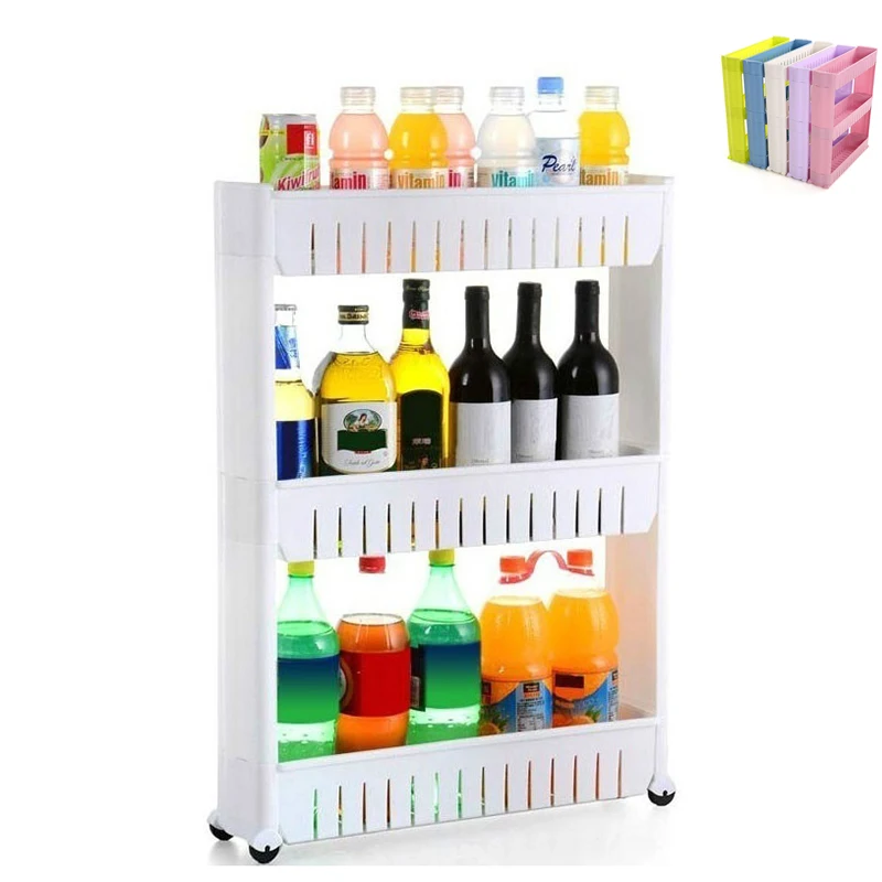 Narrow Storage Shelf Removable Floor-standing 2/3/4 Layer Gap Shelves Kitchen Bathroom Refrigerator Storage Rack Furniture