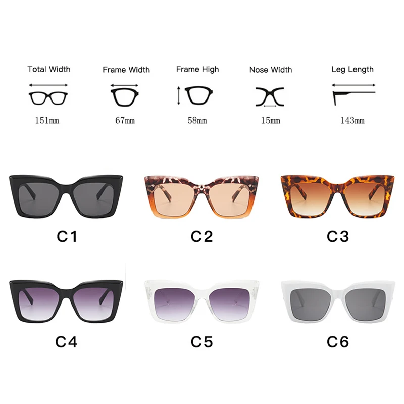 AKA VISION Cateye Oversized Sunglasses Women Gradient Eyewear Shades for Women Wholesale Luxury Square Glasses Gafas De Sol 2023