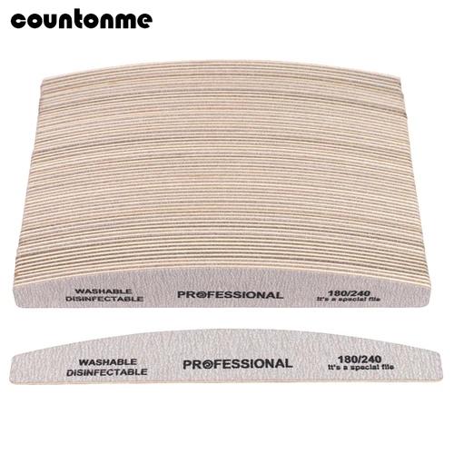 Imagen 1 del producto 100 Uds. Lima de uñas de madera con palo fuerte 180/240 bloque amortiguador de uñas de barco gris manicura pedicura limas de madera de doble cara suministro de uñas