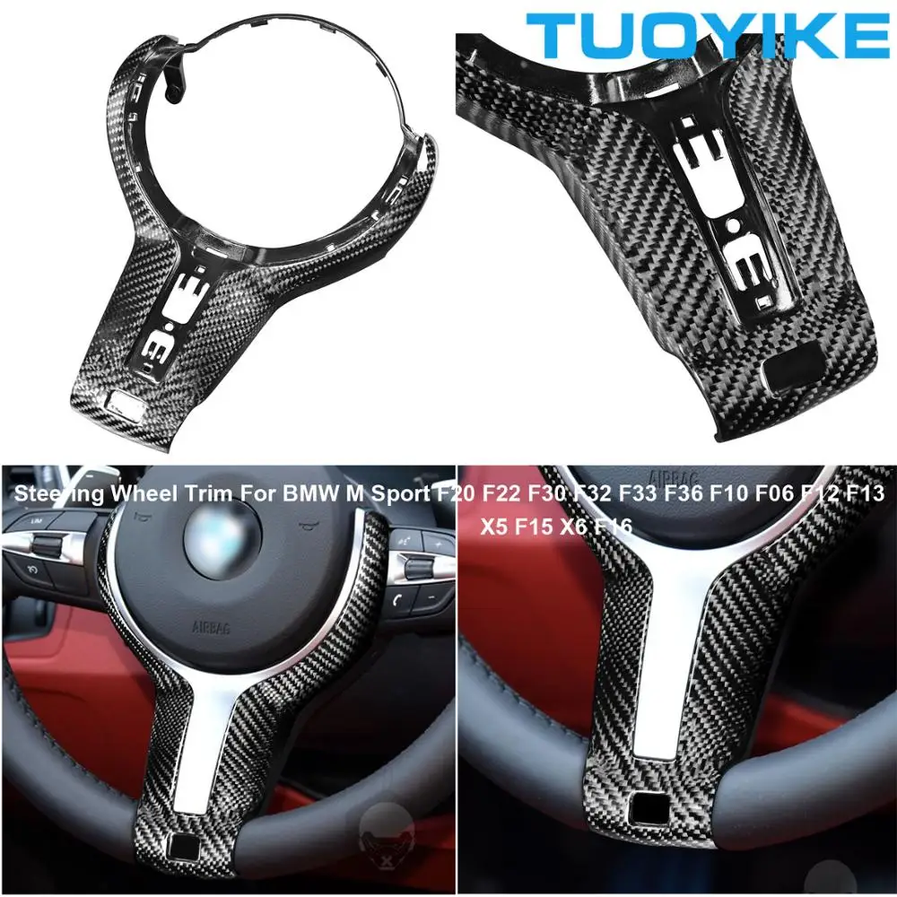 

Car Styling Real Carbon Fiber Steering Wheel Trim Cover Sticker For BMW M Sport F20 F22 F30 F31F32 F33 F36 F10 F06 X5 X6 F15 F16