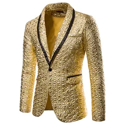 Shiny Gold Glitter Suit Jacket Men 2023 Brand Shawl Collar One Button Blazer Jacket Mens Party Wedding Groom Prom Dress Blazers