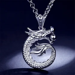 Exquisite Craved Dragon Pendant Necklace For Men Jewelry 2025 Vintage Male Chain Choker Necklace Accessories Boy