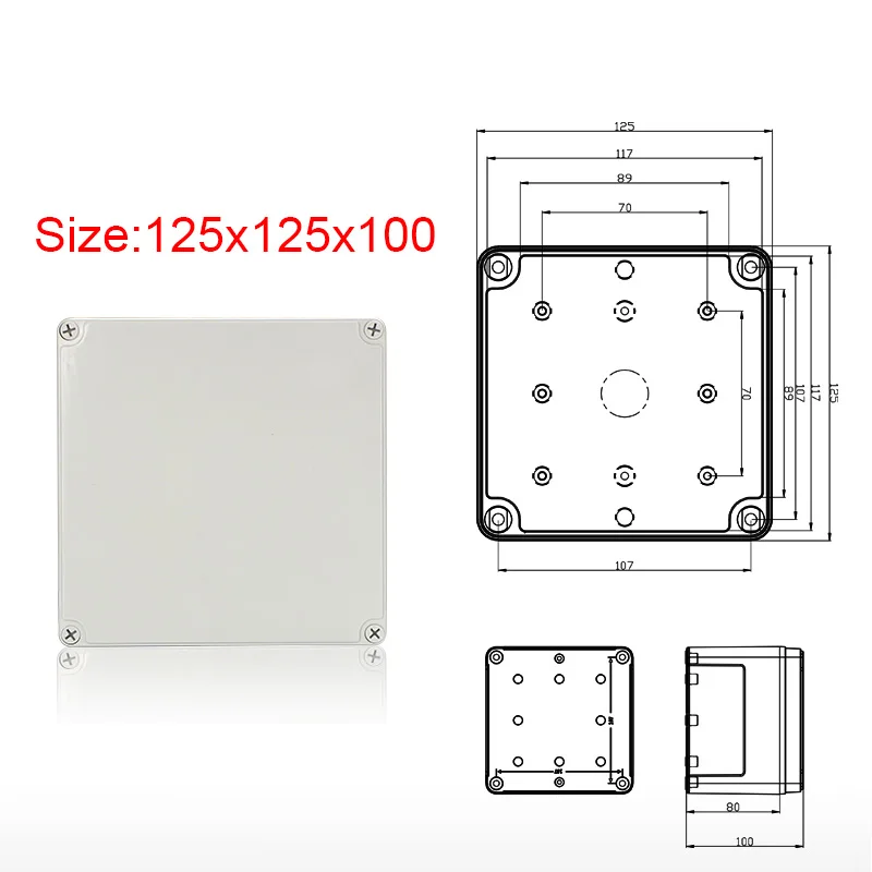 125*125*100 170*140*100 175*125*75 175*125*100 250*80*85 Nylon Junction Box WaterproofIP67 CCTV Camera Box Electrical Enclosure