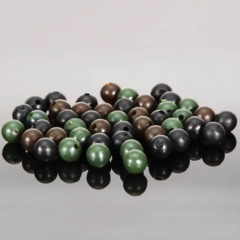 50Pcs/Set Rubber Pearl Fishing Bean Rig Accessories 8mm 6mm Round Carp Rubber Beads Fishing Tackle Carp Rigs tools