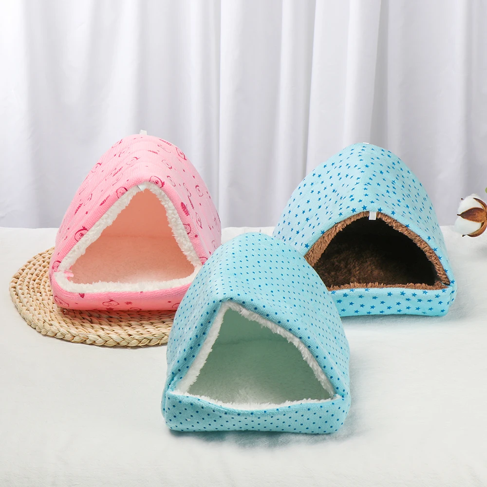 Cute Winter Warm Hamster House Cartoon Print Small Animal Sleeping Bed Guinea Pig Nest Rabbit Squirrel Rats Mini Cage Soft Mat