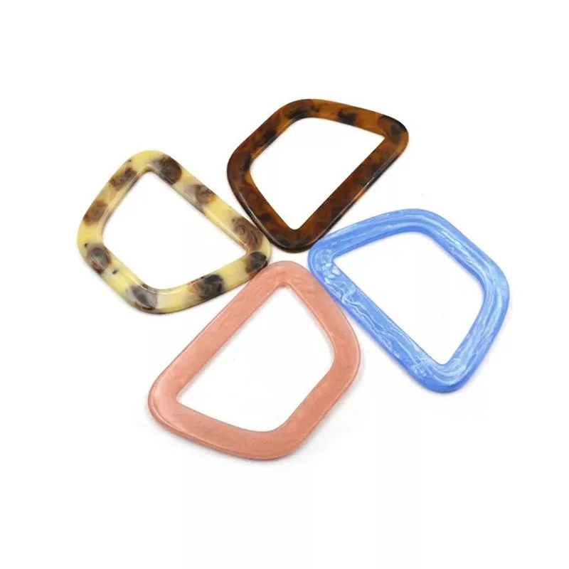 New 1pair Trapezoid Resin Colorful Handbag Handles Acrylic Plastic ABS Resin Purse Handle Obag Purse Frame Bag Parts Accessories