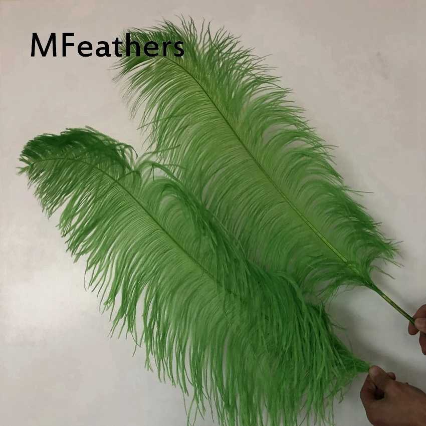 Thick Rod 50pc/lot Apple Green Dyed Ostrich Feathers 65-70cm 26-28inch Natural Plumas Wedding Christmas Party Decorations Craft