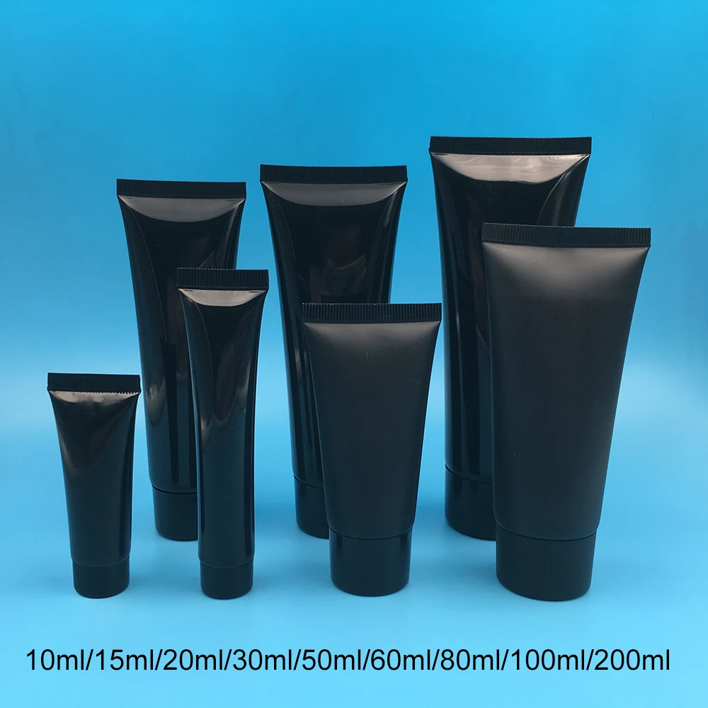 10ml 30ml 50ml 100ml 200g Black Empty Cosmetic Squeeze Bottle Container Butter Cream Packaging Plastic Soft Tube