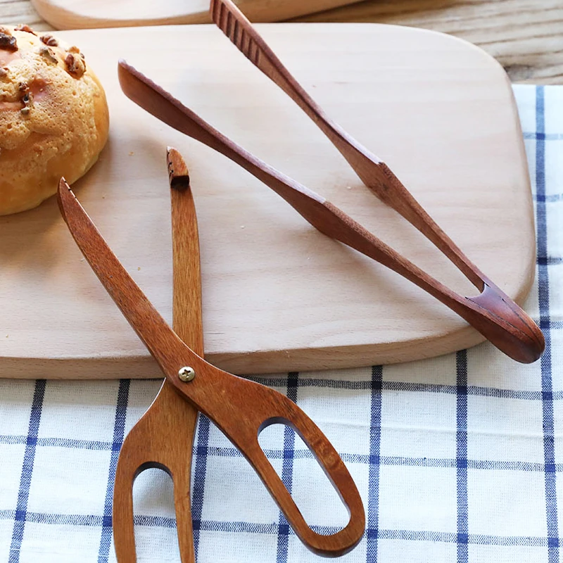 Wooden Tongs barbecue tongs Toaster salad pastry clamp tongs Bread clip food scissor tong Cooking Tongs kitchen Utensils