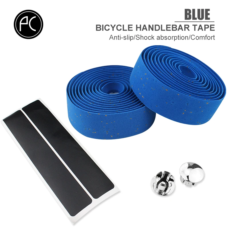 PCycling Fahrradlenkerband EVA Kork Staubgürtel MTB Rennrad Weiches Fahrradgriffband verschleißfeste Wrap + 2 Bar