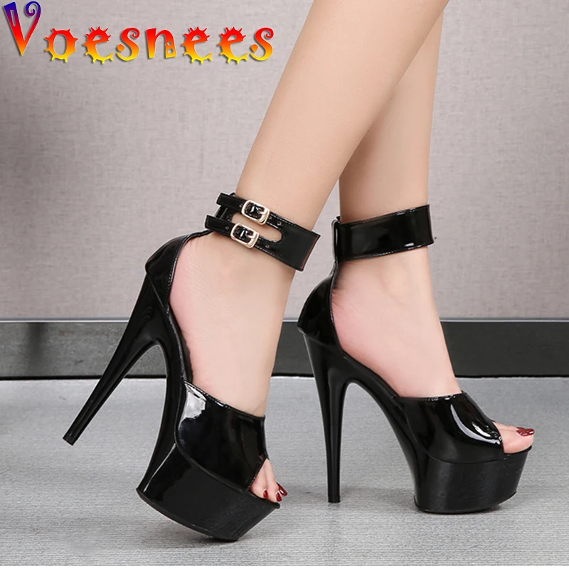 

Women Shoe Fashion Party Stripper Heels Gladiator Heels Patent Leather Thin Heels Platform Pole Dance Shoes High-heels Sandals