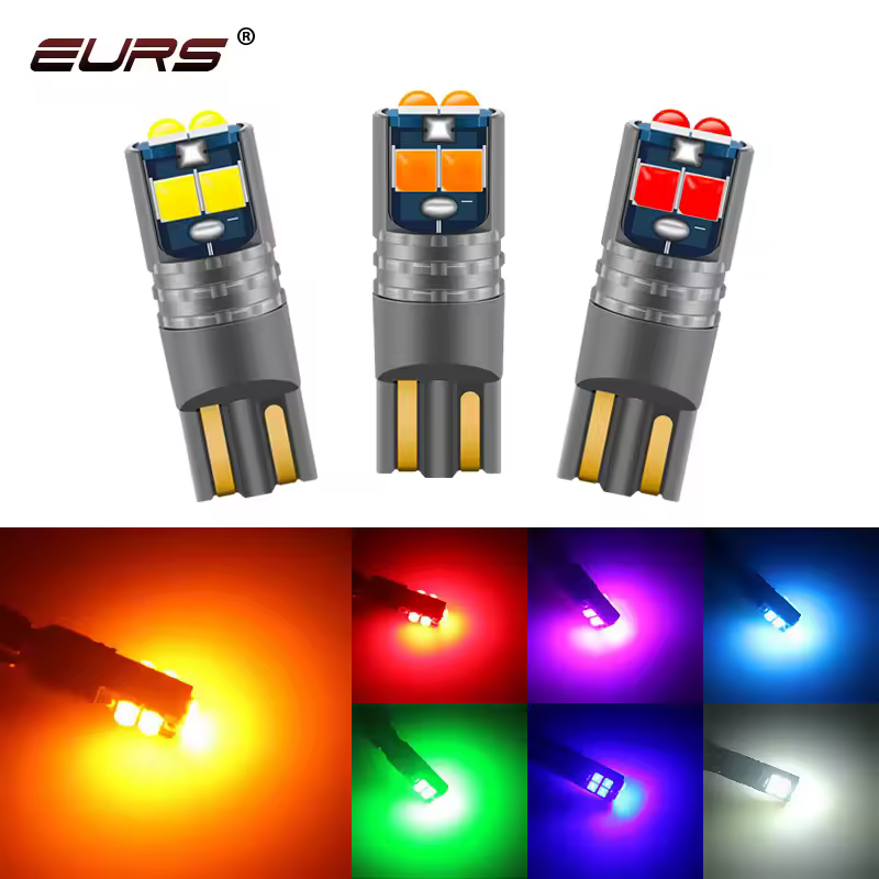 2 uds T10 LED W5W bombillas LED 194 168 Canbus lámpara automática sin errores 12V 6000K LED bombillas de estacionamiento de cuña automática blanco rojo amarillo azul