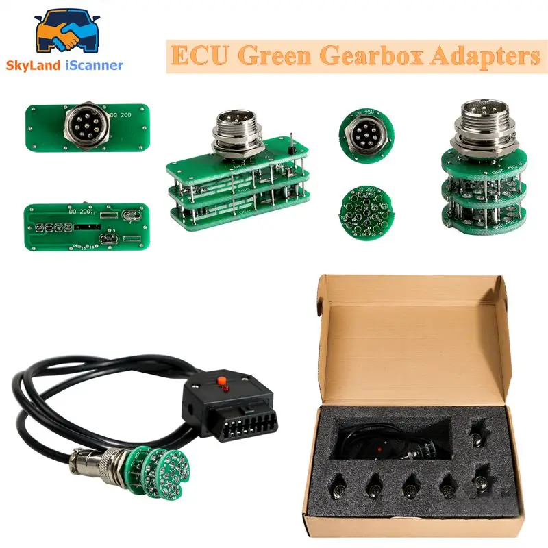 High Quality ECU Green Gearbox Adapters for Power Box FLASH V1.95 DQ200 DQ250 DQ500 VL300 VL381 DL501