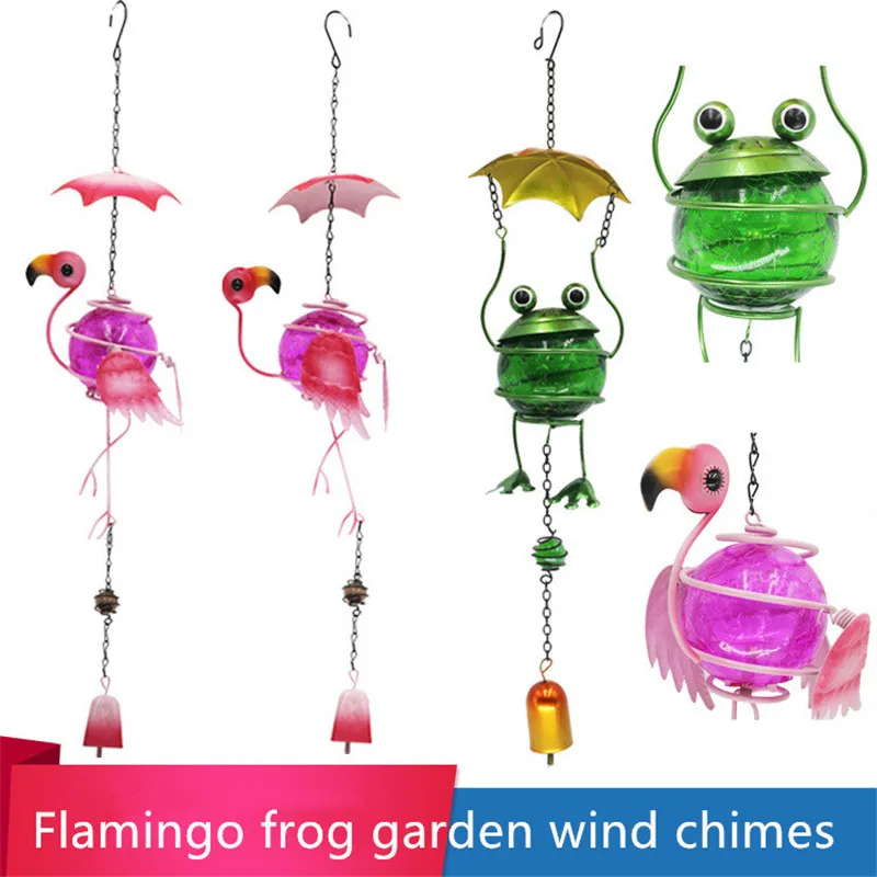 Three-Dimensional 3D Glass Ball Wind Chime Flamingo Wind Chime Frog, Animal Modeling, Handicraft Ornaments, Creative Garden Pend