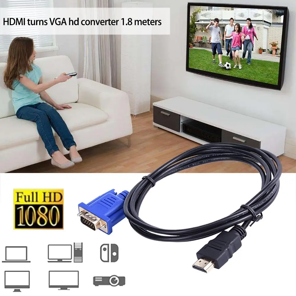 Cavo convertitore da HDMI a VGA HD da 1.8m cavo Audio cavo adattatore Video maschio D-SUB per Monitor per Computer HDTV per PC Laptop TV