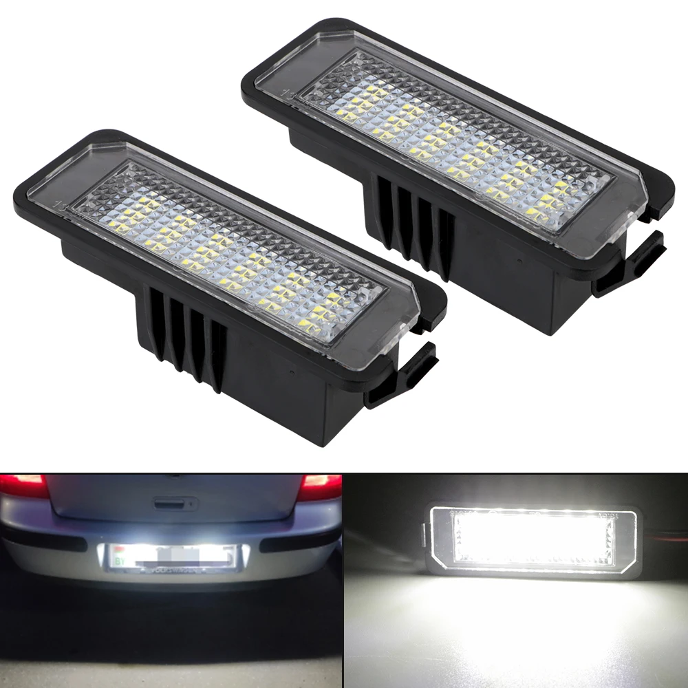 오류 없는 LED 자동차 라이센스 번호판 조명, VW 골프 MK4 MK5 MK6 파사트 폴로 CC Eos 18SMD, 12V 6500K, 2 개