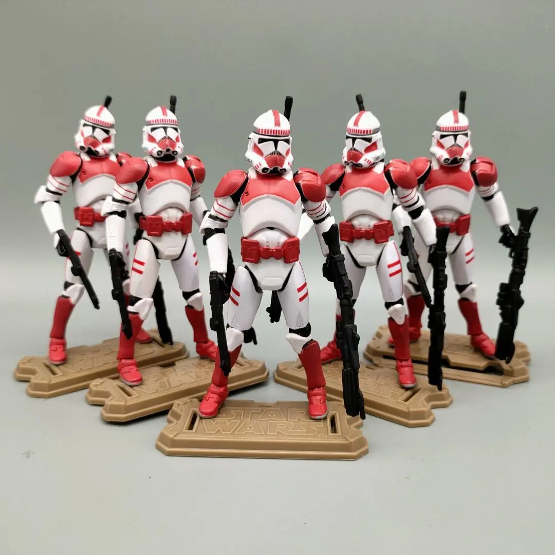 

Lot of 5 Star Wars Republic ShockClone Trooper Red White Clone Trooper 3.75" Loose Action Figure